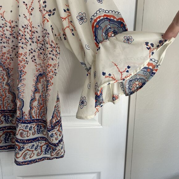 Love 8 Semi-Sheer Bohemian Peasant Paisley Tunic Women’s Size L - Picture 3 of 10